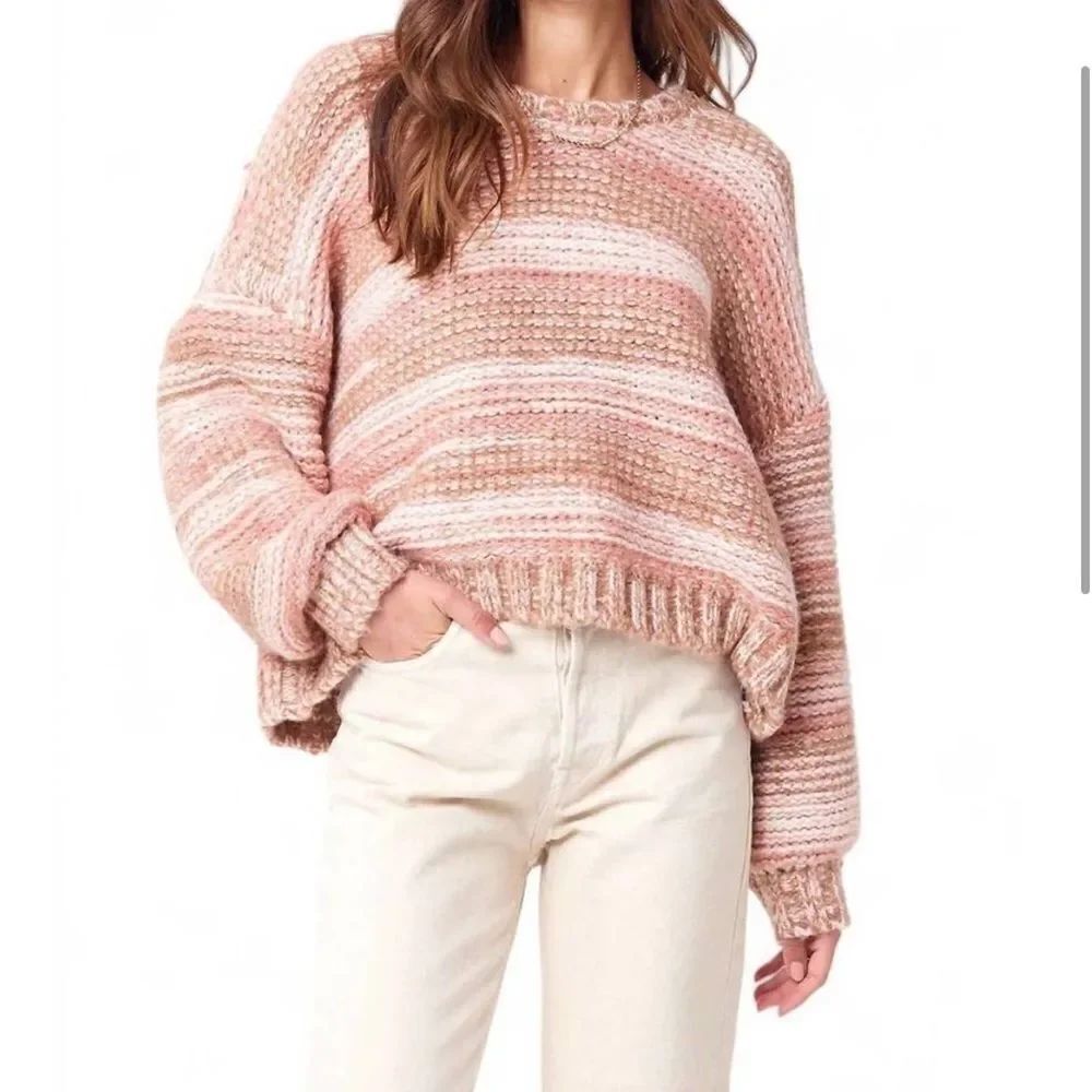 Anthropologie Saltwater Luxe Kalvin Pink Striped Sweater